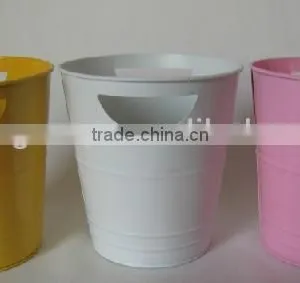 Colourful Circular Hollow Iron Flowerpot/Garden Planter thumbnail-1