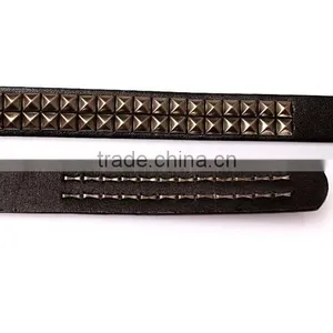 Wholesale Double Layer Pyraid Rivets Decorated D Buckle Sex Girl Thin PU Waist Belt thumbnail-4