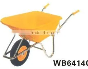 GERDEN WHEEL BARROW WB6414C QINGDAO WHEEL BARROW GALVANIZE HANDLE PLASTIC TRAY PNEUMATIC WHEEL thumbnail-1