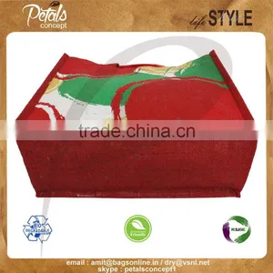 PP Laminated Jute Tote Bag With Web Handle & With Three Color Front & Back Print thumbnail-5