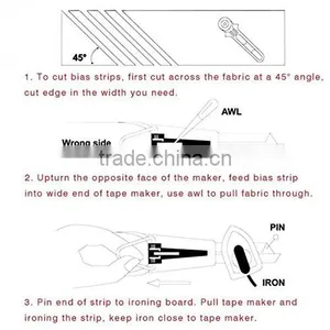 6mm 12mm 18mm 25mm Fabric Tape Piping Guide Quilting Bias Binding Maker thumbnail-6