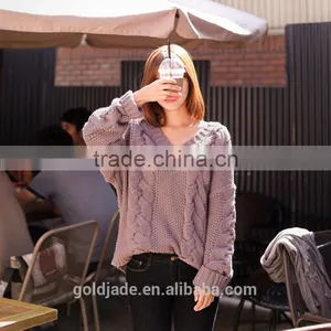 Plus Size Women Sexy V-neck Knit Sweater Outerwear Pullover Tops Knitted Cashmere Sweater Women thumbnail-1