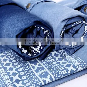 Men's Printed Denim Shirts Short Sleeve Denim Shirt For Men Washed Denim Casual Shirt thumbnail-3