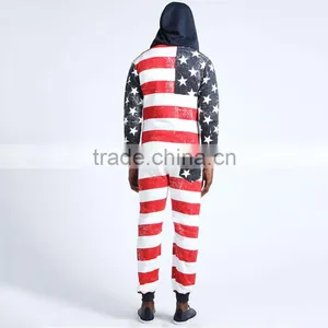 Wholesale Cheap Fashion Comfortable Loungewear American Flag Onesie thumbnail-2
