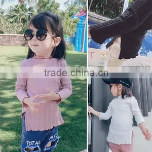 1-6 Years 2017 New Autumn Full Sleeve Good Quality Cotton Knitting Solid Color Girls Blouse thumbnail-1