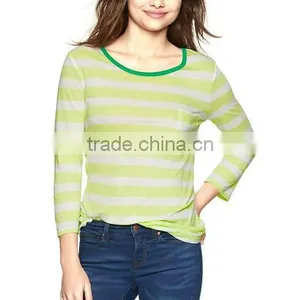 WOMENS STRIPED LONG SLEEVE T SHIRT WITH CONTRAST RIB thumbnail-1