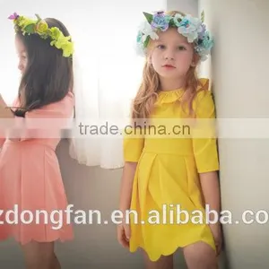 Three-quarter Sleeve Lotus Leaf Collar Skirt Frock Design Mother Daughter Matching Dress thumbnail-2