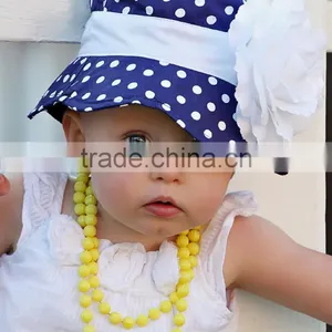 New Arrivals Girl Sunhat With Navy And White Polka Dot Flower Sunhat Grils Wear A-NP-KC905-302 thumbnail-1