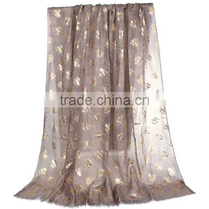 Cotton Polyester Blend Scarves & Wraps Rectangle Golden Brown Heart Import Scarf thumbnail-1