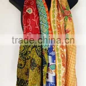 Old Vintage Cotton Kantha Work Women's Wear Stole / Scarve For Sale thumbnail-1