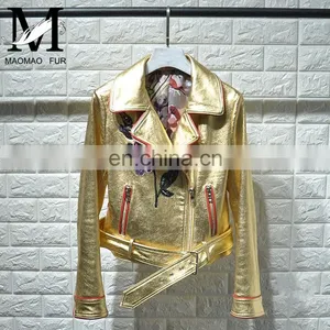 Womens Leather Coat Short Design Outerwear Jacket Motorcycle Formal Jacket thumbnail-1