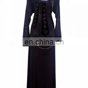 Women's Black Color Lycra(Stretchable) Velvet Fabric With Diamond Stone Work Stylish Islamic Burkha for Women (dubai Abaya 2017) thumbnail-1