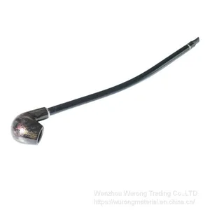 400mm Length Wooden Resin Long Tobacco Pipe With Small Serpentinite Head for Smoking thumbnail-1