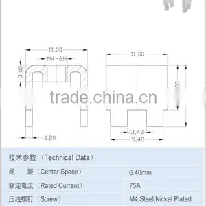75A 6.40*9.80mm Terminal Accessory PCB Terminal Brass Terminal thumbnail-2