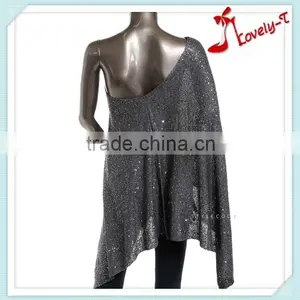 Latest Design Pull Over Crew Neck Fashion Sequined Women Poncho ,wholesale Ladies Poncho Sweater thumbnail-2