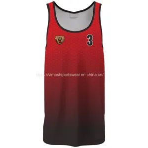 High Quality Custom Sublimated Basketball Top With Red and Black Color thumbnail-1