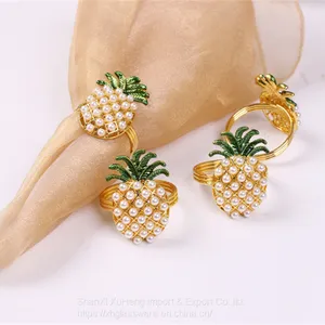 Gold Pineapple Napkin Rings Holder for Wedding Birthday Christmas Holiday Family Gathering Banquet thumbnail-4