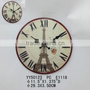 Paris Tower Round Metal Wall Clock, Hang Clock thumbnail-1