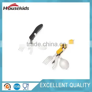 Outdoor Camping Tableware Stainless Steel Folding Fork Knife Spoon Sets Picnic C thumbnail-4