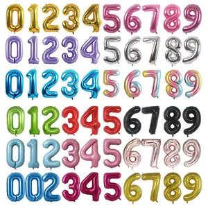 Happy Birthday Balloon Aluminium Set Custom 16 32 40 Inch 0-9 Number Shape Party Decorations Foil Balloons Globo thumbnail-1