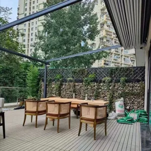 Modern Retractable Roof Aluminum Pergola, Outdoor Waterproof Patio Gazebo With Sliding Canopy for Restaurant & Garden thumbnail-1