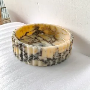 Modern Natural Calacatta Viola Violet Marble Stone Round Shape Countertop Bathroom Single Sink Vanity Wash Basin for Hotel Villa thumbnail-2