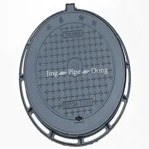 Jingdong Custom Black Durable Manhole Covers Round EN124 Ductile Cast Iron 500mm Recessed Manhole Cover Frame for Parking Safety thumbnail-6