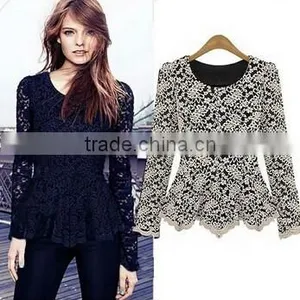 Instyles <span Class="wholesale_product"></span> Women's Spring Autumn Long Sleeve O- Neck Lace Sexy Blouse Top Clothing thumbnail-1