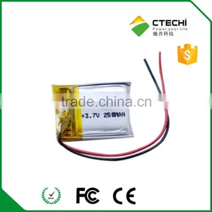3.7v Rechargeable Lithium Ion Polymer Battery Cell 602025 250mAh thumbnail-2