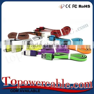 Factory Supply Wholesale Long Flat Noodle Nylon Braided USB Data Cables thumbnail-2