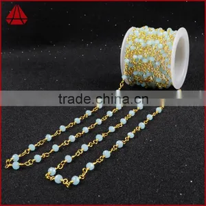 Blue Jade Quartz Chalcedony Stone Beaded Chains For Necklace-Free Shipping thumbnail-5