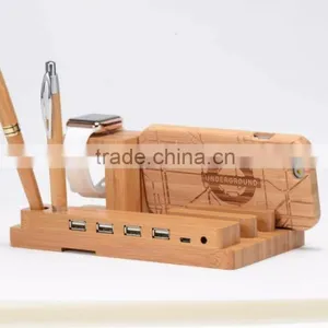 2016 Luxury Bamboo Material Stand Holder for Apple Watch Iphone thumbnail-2