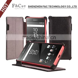 Cheap Leather Phone Cases Flip Cover For Sony Z5 With Cheap Price And High Quality thumbnail-1