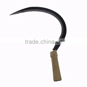 General Purpose Tempered Steel Long Handle Farming Garden Grass Hand Held Palm Sickle thumbnail-1