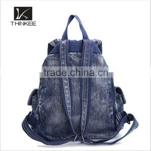 High Quality Fashion Factory OEM Durable Retro Jeans Cloth Backpack Bag thumbnail-3