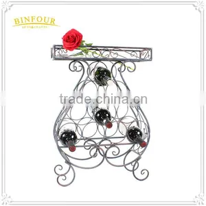 Wrought Iron Tall Wall Mounted Wine Rack Metal Wine Shelving thumbnail-4