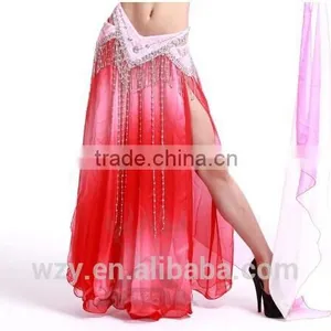 Two Layers Chiffon Colorful Silt Dress Long Sexy Belly Dance Skirt for Belly Dancer thumbnail-5