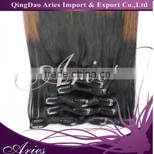Clip in Human Hair Extensions 18" 7pc 70g Ombre Colors Natural Hair Black Blonde thumbnail-1