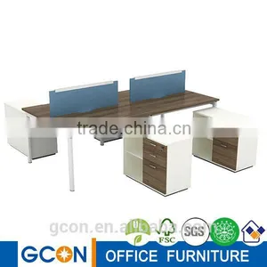 Cass Walnut 4 Seater Office Workstation Cubicle thumbnail-1