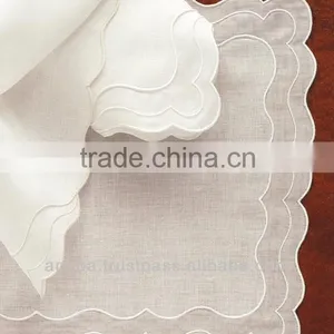 Linen Embroidered Scallop Edge Placemats thumbnail-1