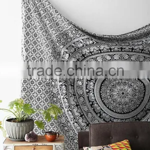 White Mandala Wall Hanging Large Elephant Mandala Tapestries thumbnail-1