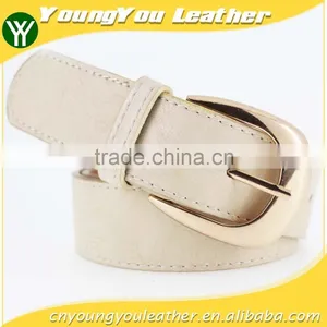30Mm Women's Fashion Belt With White Leather & Gold Buckle in Chinese Factory thumbnail-1
