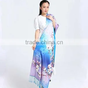 Wholesales Printed 50*185cm Luxury Red Rose Double Side 100% Silk Scarf for Women thumbnail-4