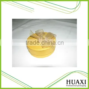 Custom Made Yellow Round Paper Gift Box With Silk Ribbon thumbnail-2