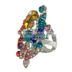 Beautiful Impressive Ring With Brightly Coloured Fashion Coloured Stones Ring thumbnail-2