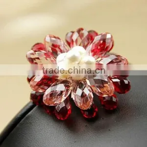 Pink Red Crystal Pearl Brooch thumbnail-2