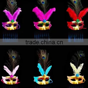 Mardi Gras Masquerade Halloween Feather Party Favor Wedding Decorations Mask thumbnail-1