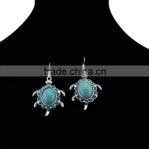 2016 Bohemia Gypsy Fashion Turtle Dangle Long Drop Turquoise Earrings For Women thumbnail-6