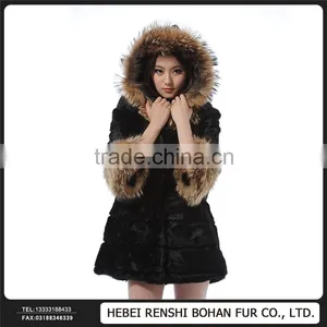 Factory Price Raccoon Fur Collar Natural Fur Coats Women thumbnail-1
