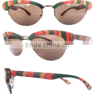 Unique Colourfulmix Half Frame Wooden Sunglasses,Handcraft Wooden Glasses thumbnail-1